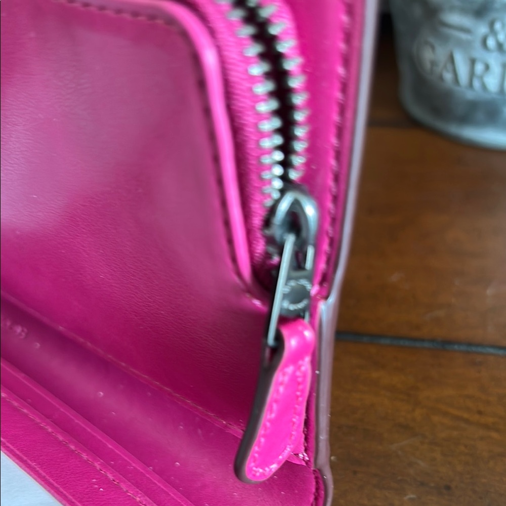 Coach Smooth Leather Fuchsia Women's Wallet - Picture 9 of 16